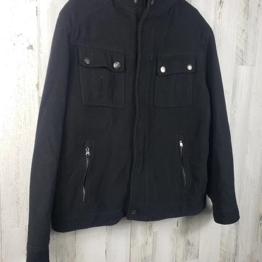 Michael Kors 63% wool black jacket women's size Large *read description*